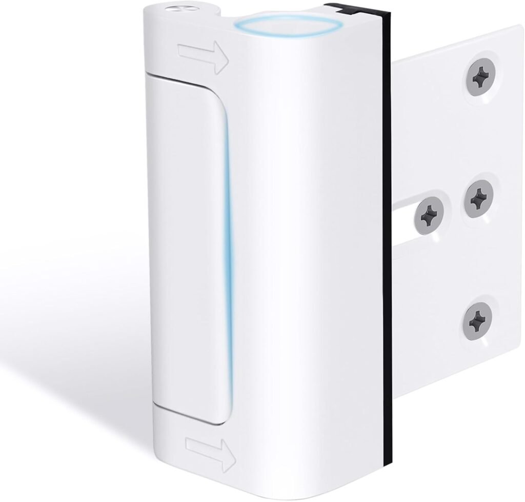 A heavy-duty manual door reinforcement lock installed on a front door for maximum physical security